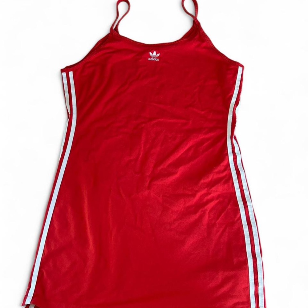 Adidas Red Mini Dress with White Stripes